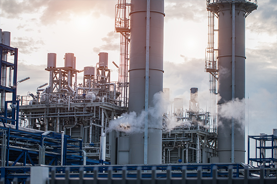 Industrial Refinery Plant With Steam Emissions
