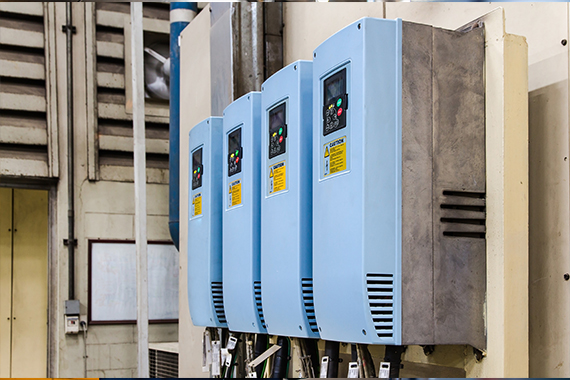 Industrial Variable Frequency Drives Mounted On Control Panel