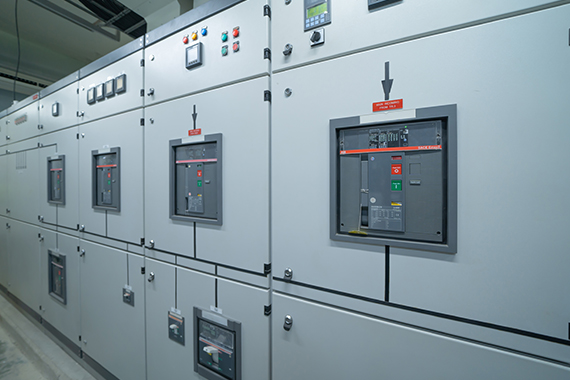 Modern Industrial Switchgear Room With Circuit Breakers